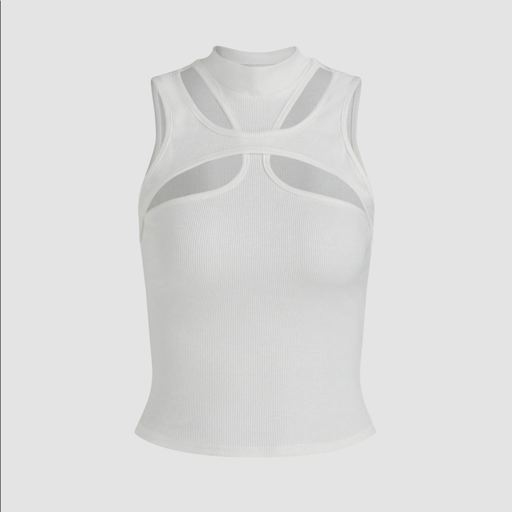 White minimal cut out tank
